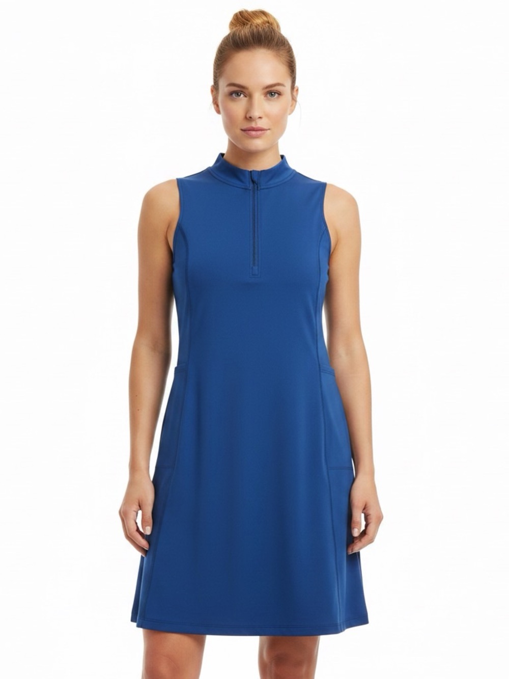 tek gear Sleeveless Royal Blue A-Line Dress with Front Zip - Picture 1 of 5